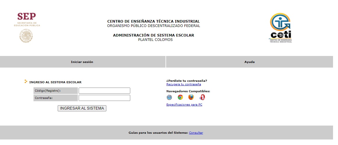 Educación Virtual CETI - ITS. Si no puedes ingresar, envía un correo a